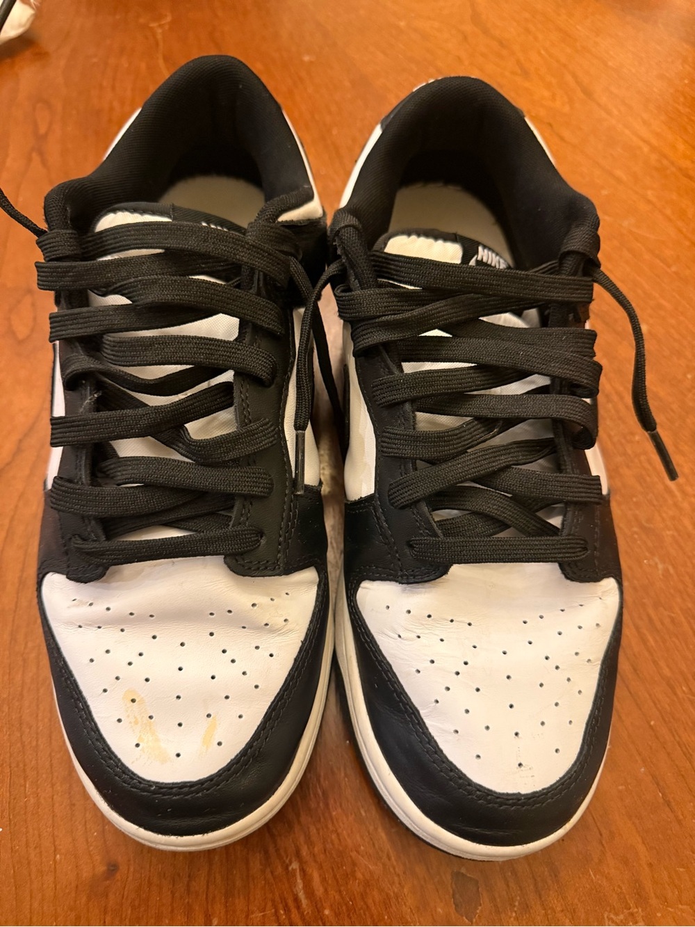 Black & White Panda Men’s Low-Top Leather Sneakers